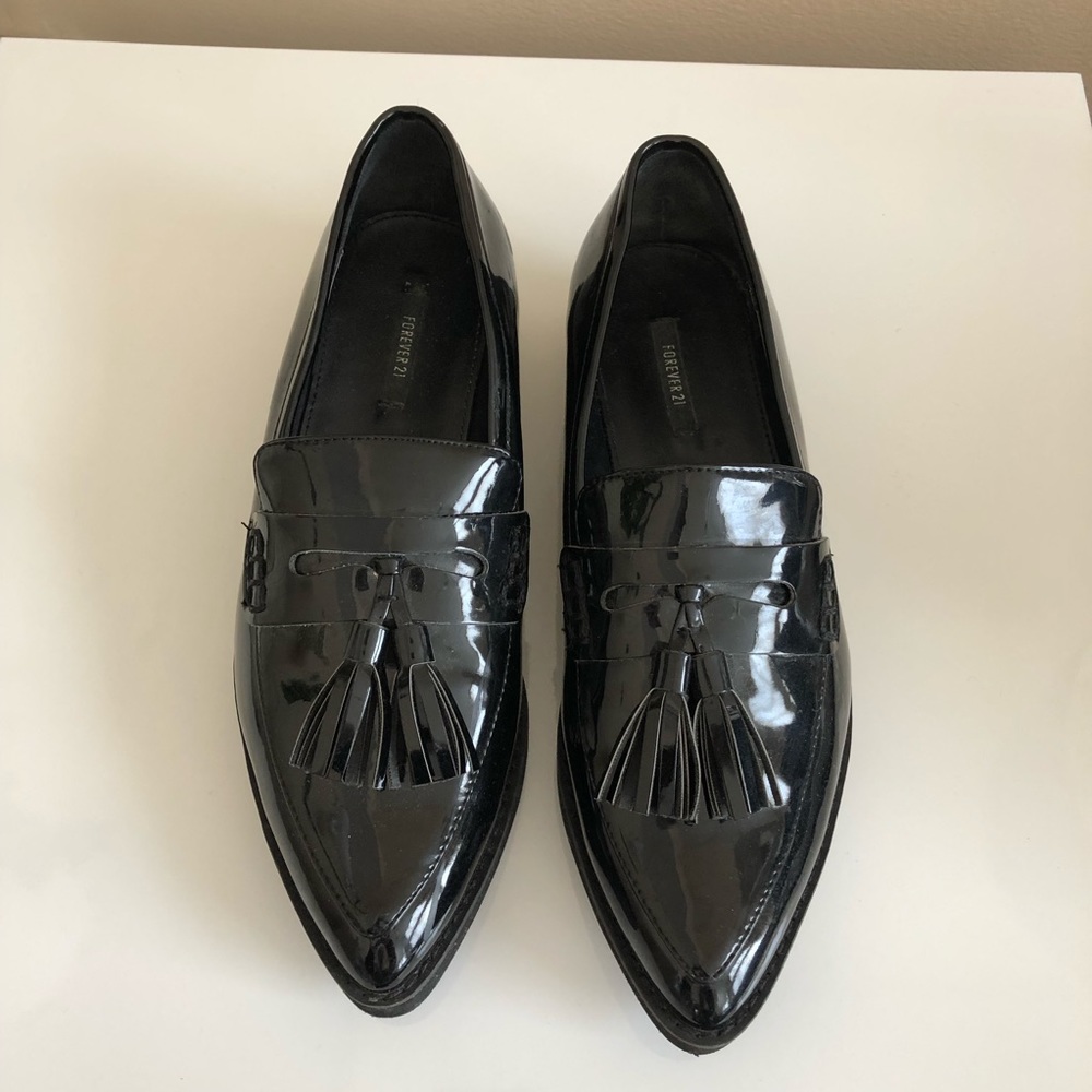 Forever 21 Shiny black loafers.